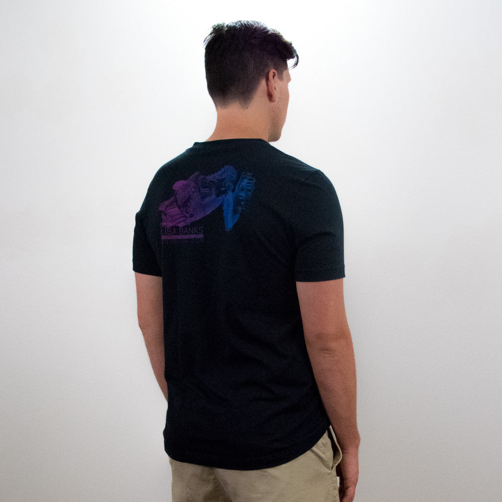 Suspended Motion Series V-Neck Tee (back), Vintage Black