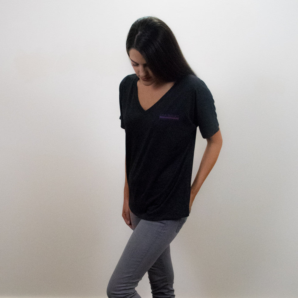 Suspended Motion Series Women's V-Neck Tee, Charcoal-Black Triblend